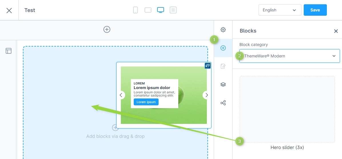 "Hero-Slider" CMS-Block hinzufügen