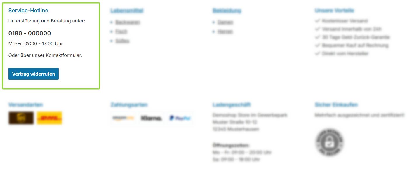 ThemeWare® "Service-Hotline"-Widget